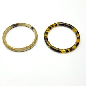 Tortie Twins — Vintage '60s-'70s Acrylic Bangle Pairing — Sizes 8 and 8 1/4 —EUC